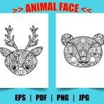 Animal face mask coloring pages