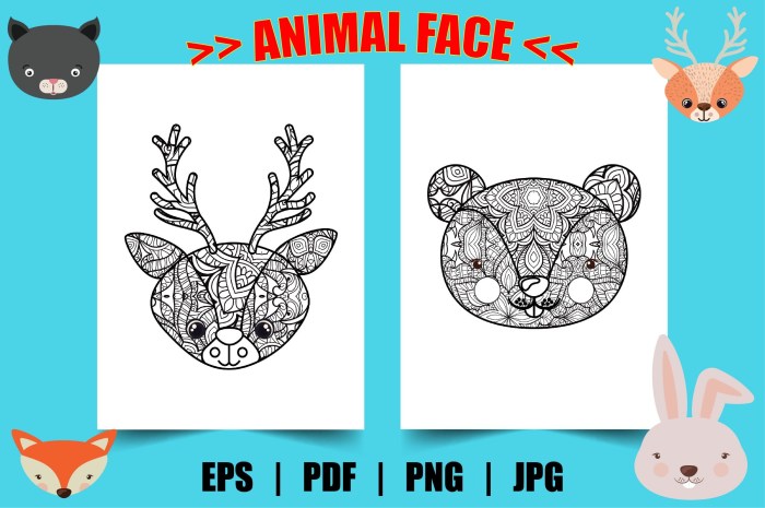 Animal face mask coloring pages