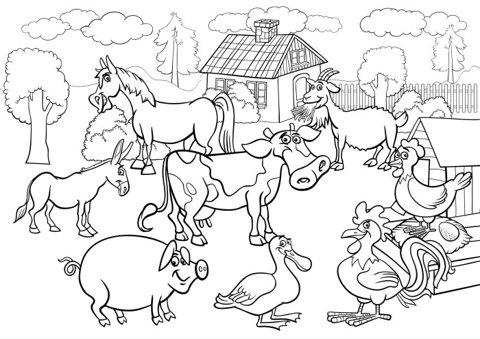 Free coloring pages of farm animals