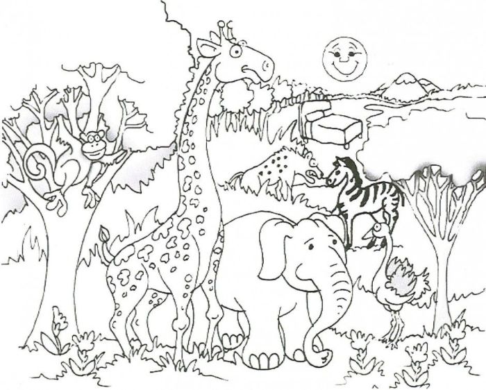 Safari animals coloring sheets