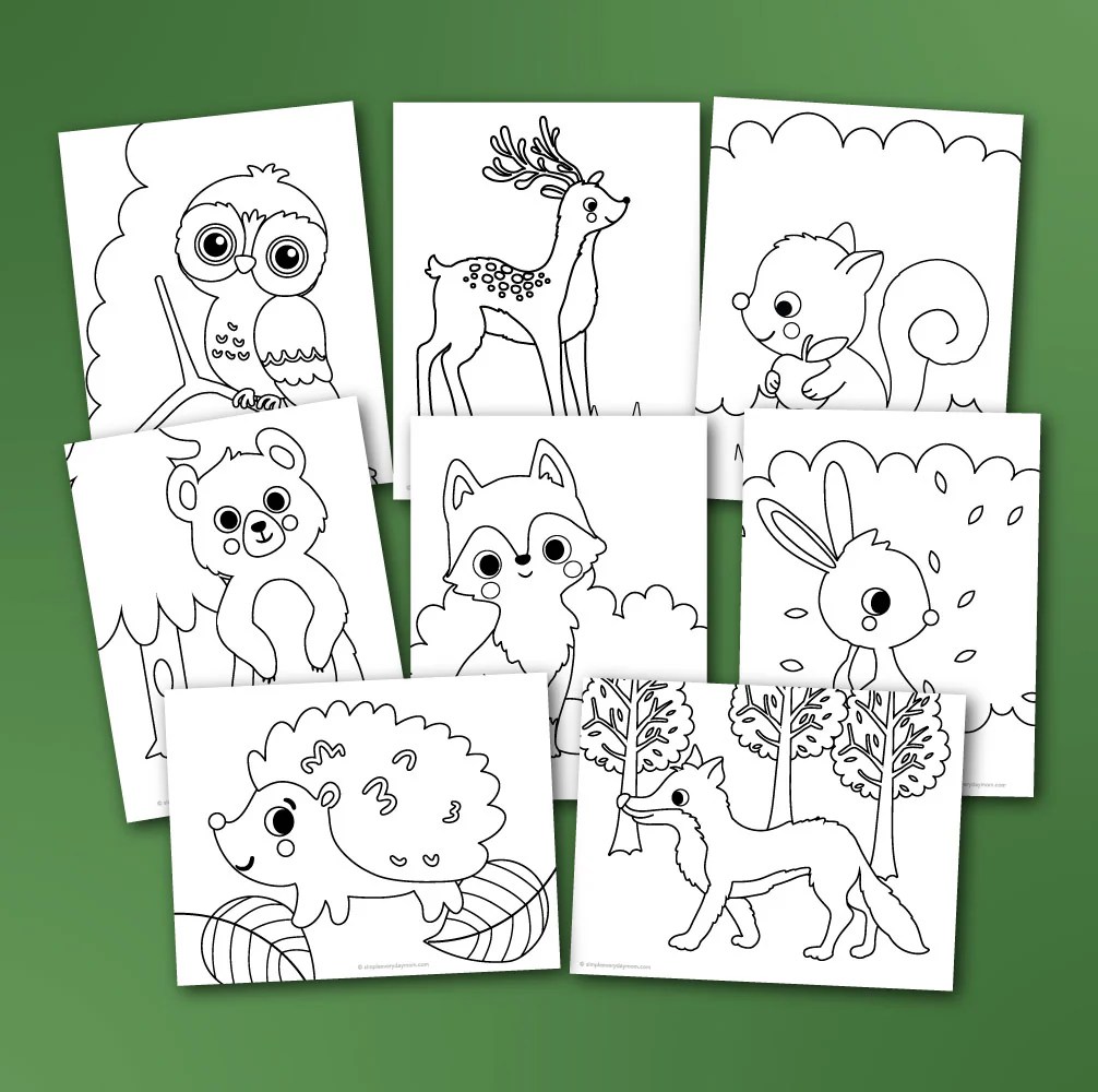 Woodland animal coloring pages