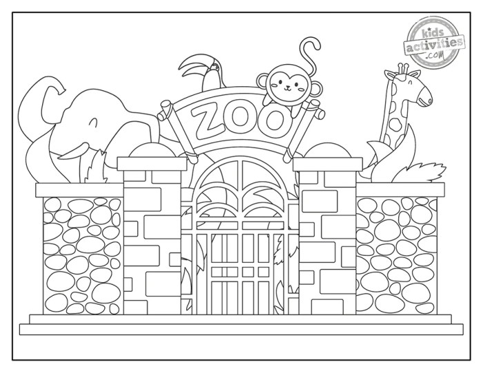 Animals at the zoo coloring pages