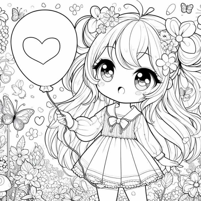 Kawaii anime coloring pages