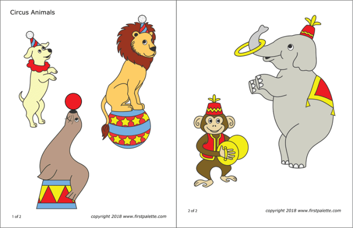 Circus animals coloring pages