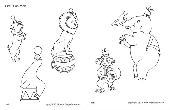 Circus animals coloring pages