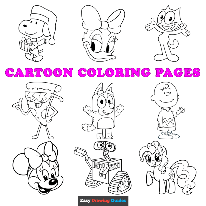 Animated characters coloring pages