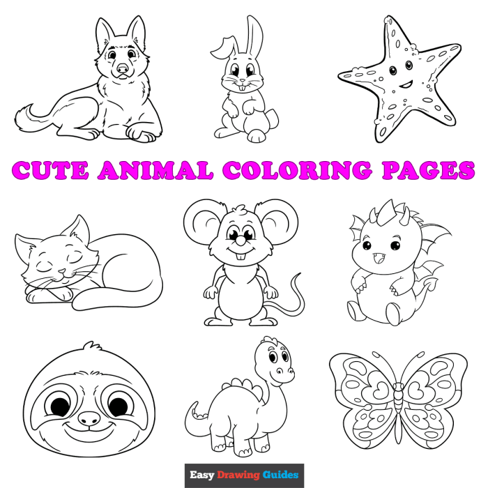 Easy cute animal coloring pages