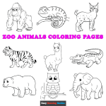 Animals at the zoo coloring pages