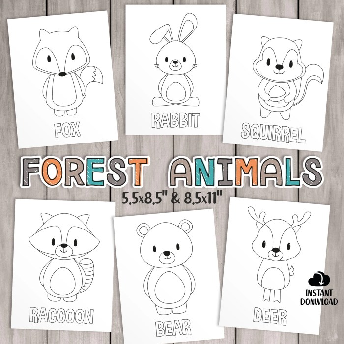 Forest animals coloring sheets