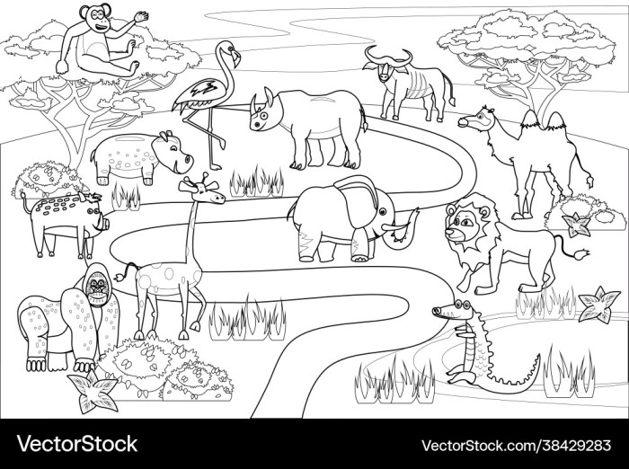 Coloring pictures jungle animals