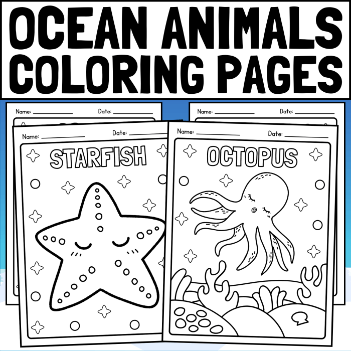 Coloring page of ocean animals