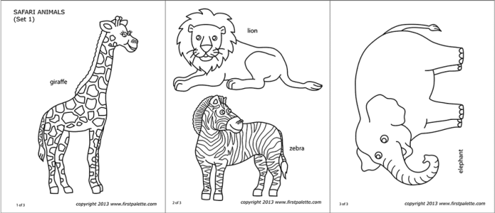 Safari animals coloring sheets