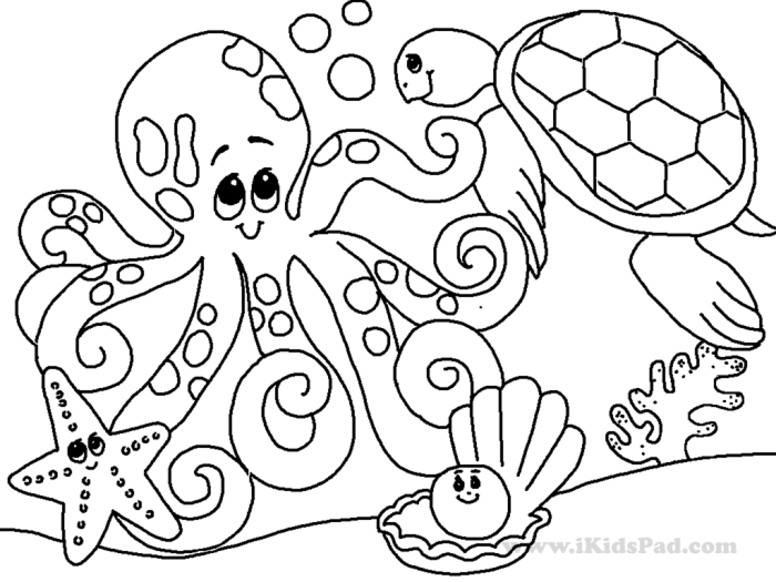 Ocean animals coloring book