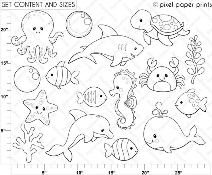 Ocean animals coloring book