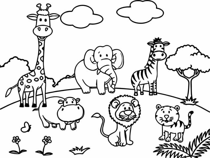 Jungle animal coloring sheets