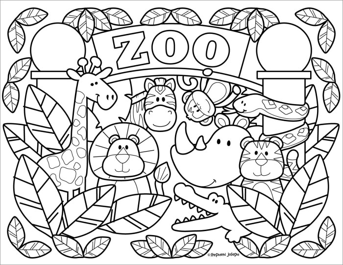 Coloring sheets zoo animals