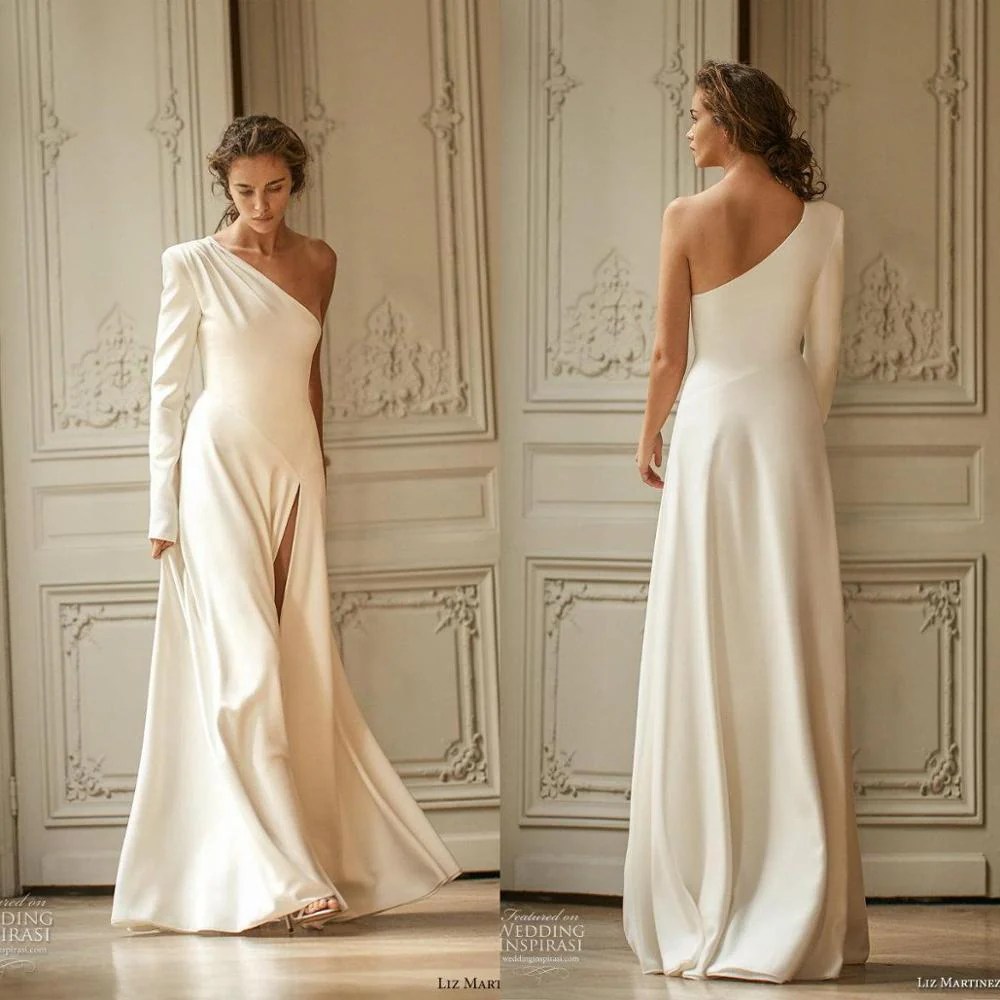 One shoulder wedding dress